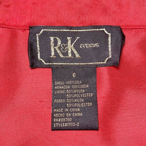 VINTAGE R & K Evening Red Silk Embroidered “Smoking Jacket" - Picture 7 of 7